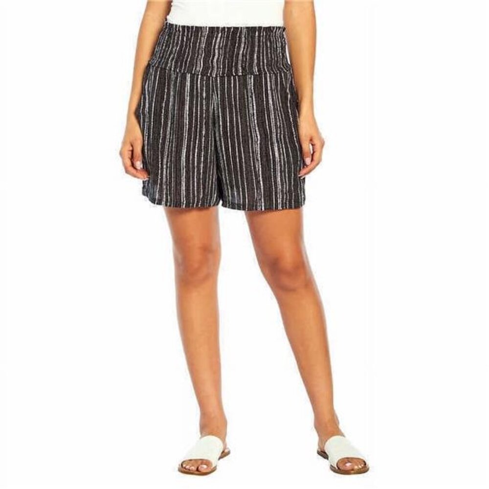 Three Dots Ladies' Printed Short (BLACK METALLIC, X-Small)